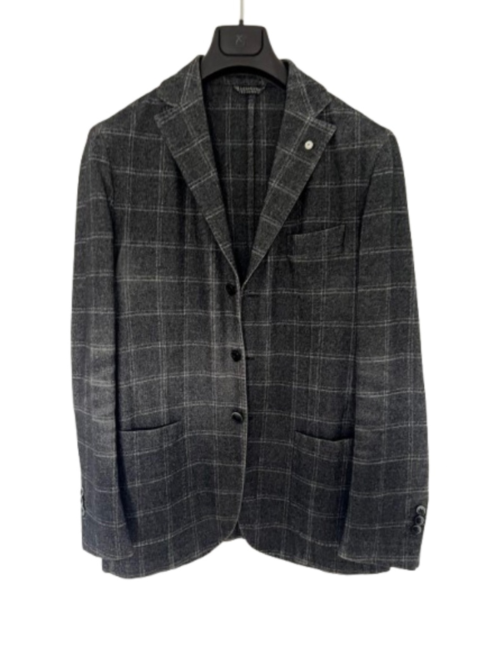 L.B.M. 1911 Wool Sport Coat (Dark Grey Windowpane)